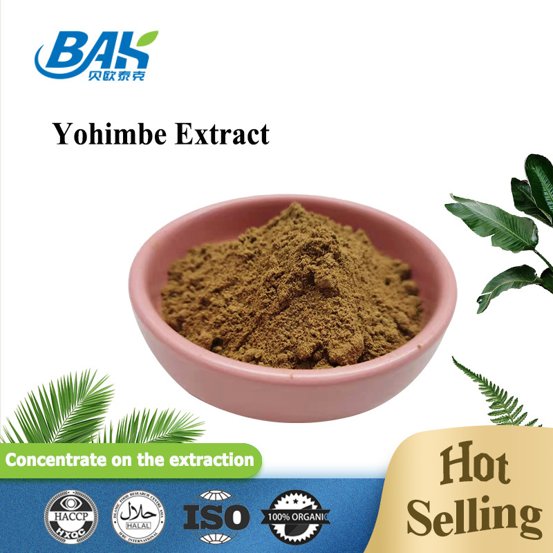 5% -98% สารสกัด Yohimbe 100% ผ่าน 80 ตาข่าย Corynanthe Yohimbe L ผงสีเหลืองสีน้ำตาล